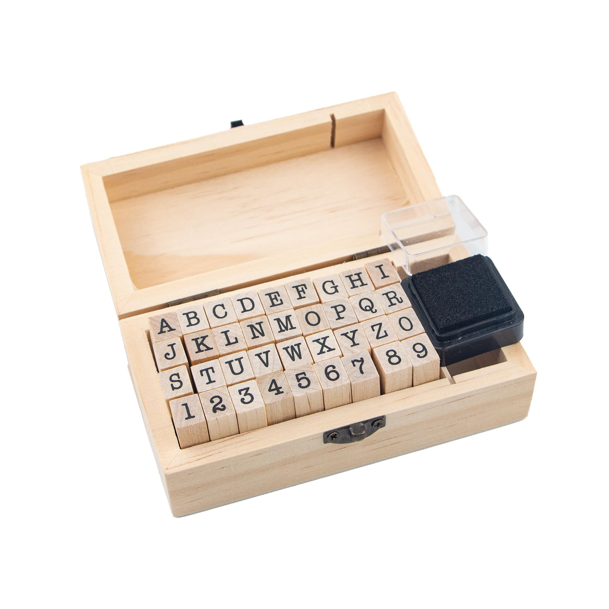 36 Pcs Small Wooden Rubber Stamps, Wooden Box Multipurpose Number Alphabet Letter Wood Rubber Sta... | Amazon (US)