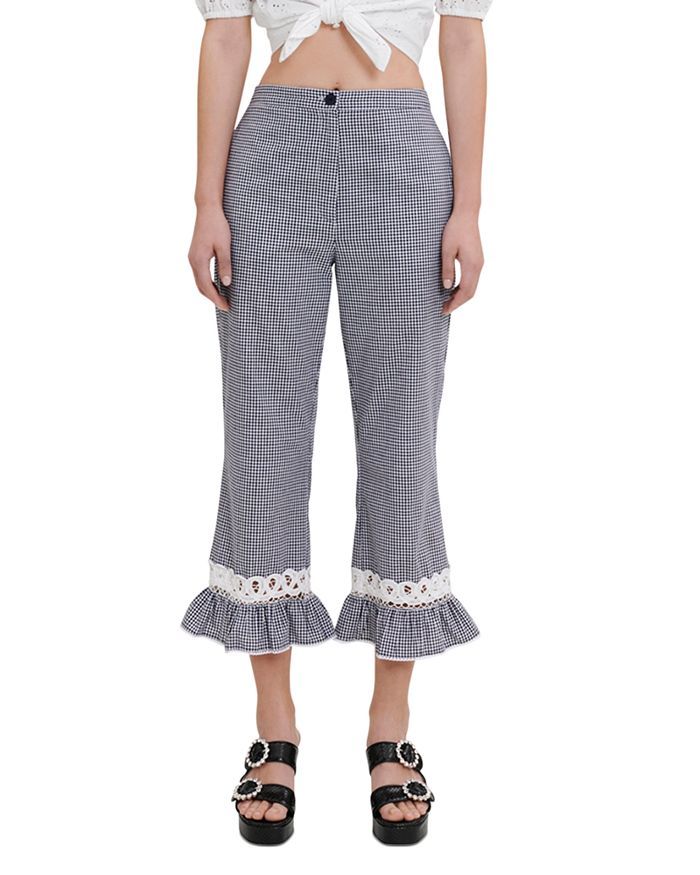 Maje Pitchy Cotton Gingham Ruffled Pants Women - Bloomingdale's | Bloomingdale's (US)
