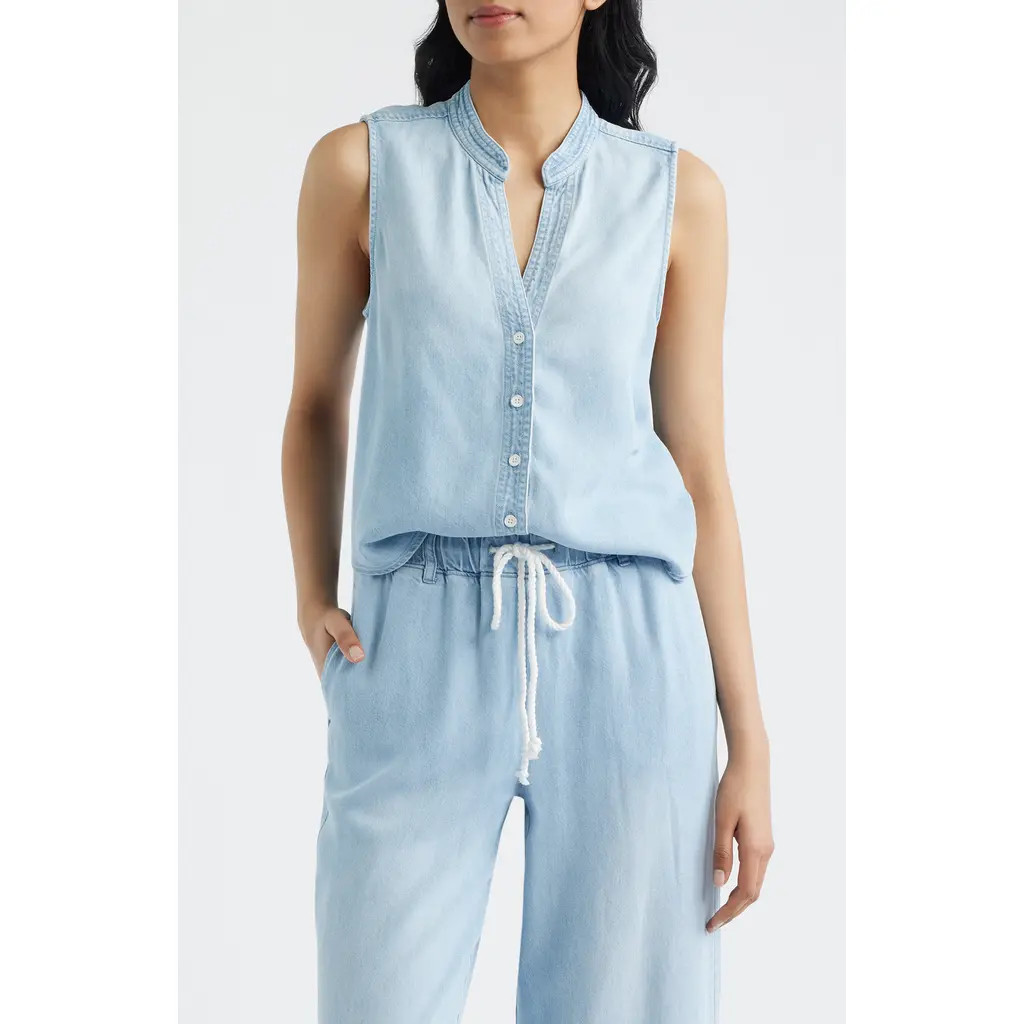 Cloth & Stone Sleeveless Denim Shirt in Cool Capri Wash at Nordstrom, Size X-Small | Nordstrom