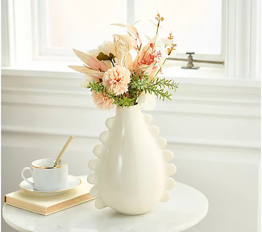Scalloped 10" Ceramic Vase by Bright Bazaar | QVC