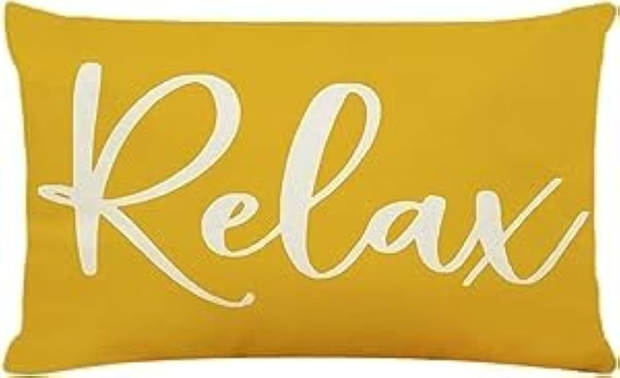 AHLOKI Relax Lumbar Throw Pillow Case 12×20 Inch Yellow Decorative Rectangular Waist Cushion Hou... | Amazon (US)