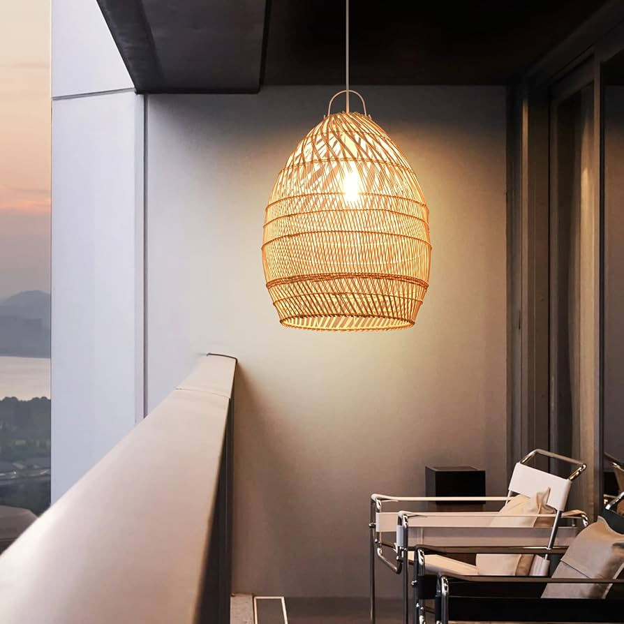 Arturesthome Boho Wicker Chandelier, Rustic Rattan Basket Pendant Light Fixture Coastal Crafts La... | Amazon (US)