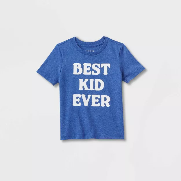 Toddler Best Kid Ever Short Sleeve Graphic T-Shirt - Heathered Blue | Target
