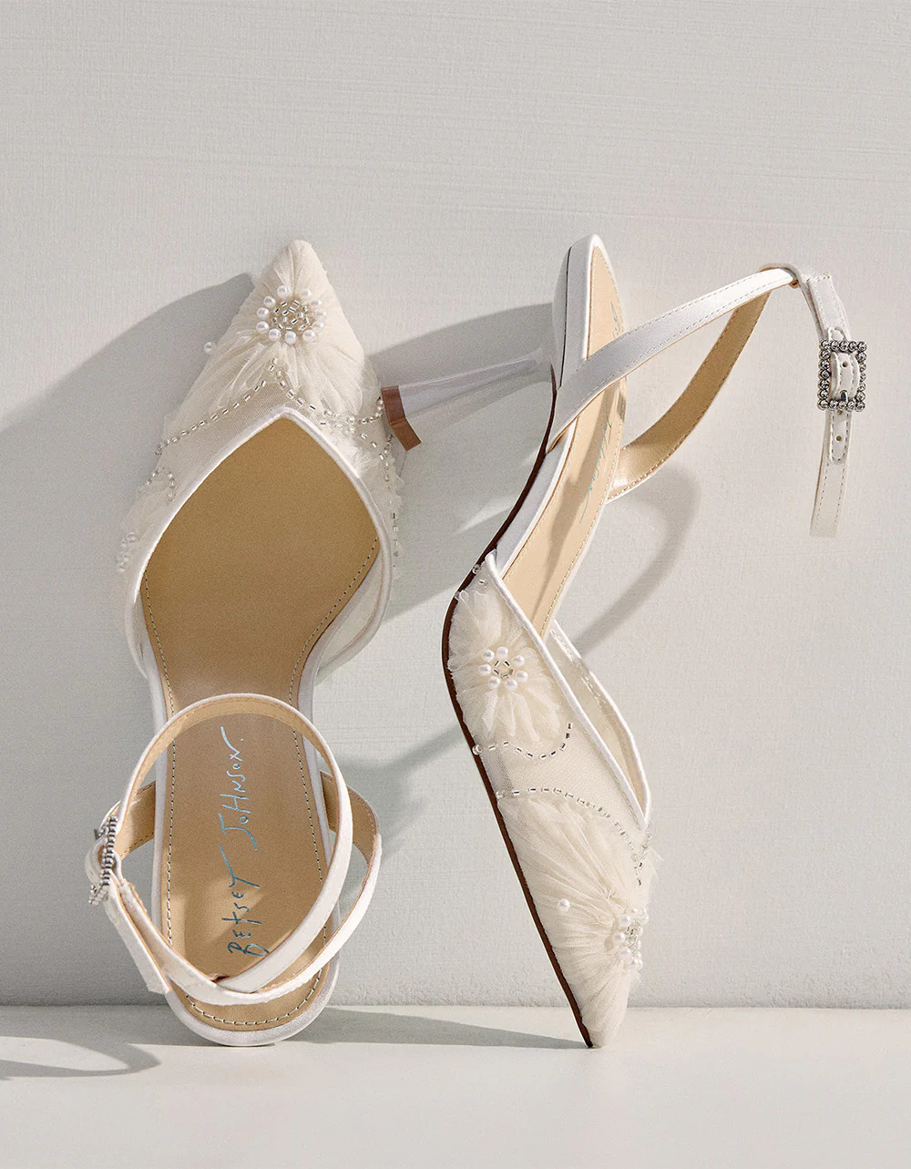 DELIA IVORY Pointed-Toe Bling Mesh Women's Heel | Betsey Johnson