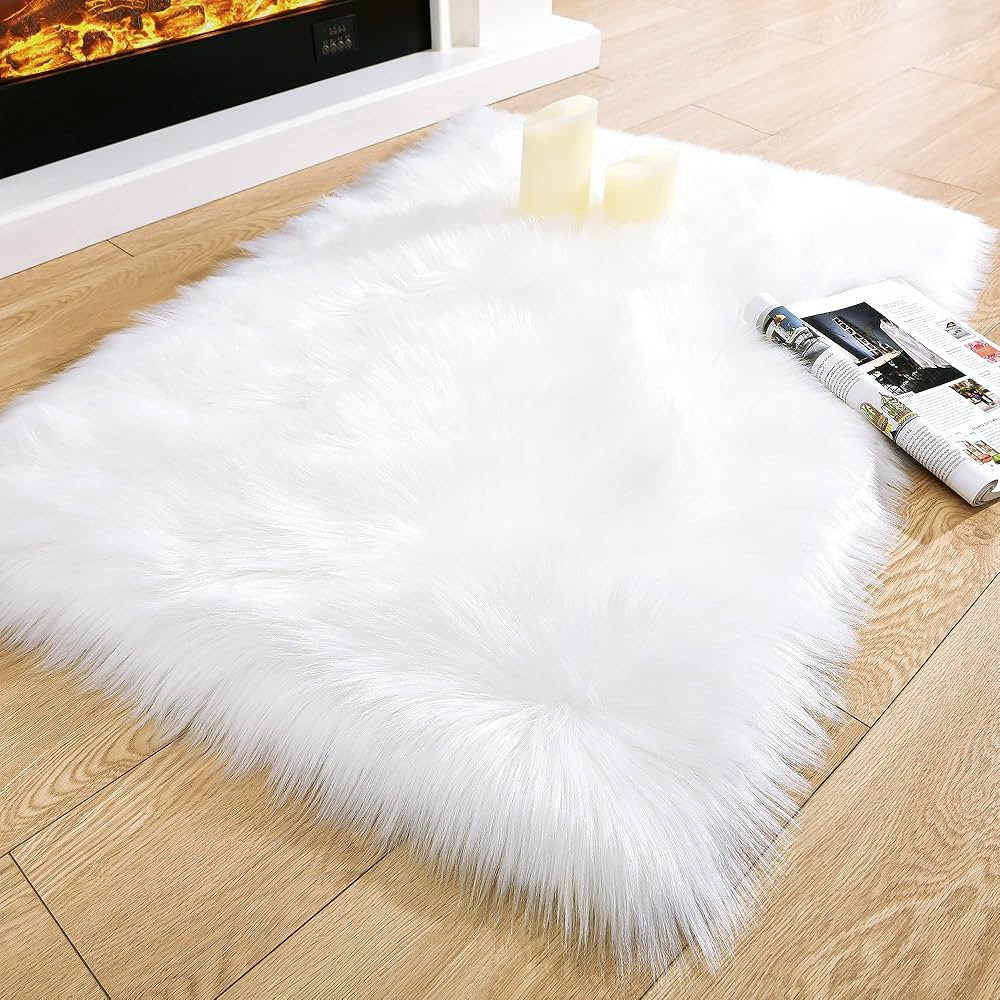 Noahas White Faux Fur Rug,Luxury Fluffy Rugs for Bedroom,2 x 3 Feet Washable Area Rugs,Sheepskin ... | Amazon (US)