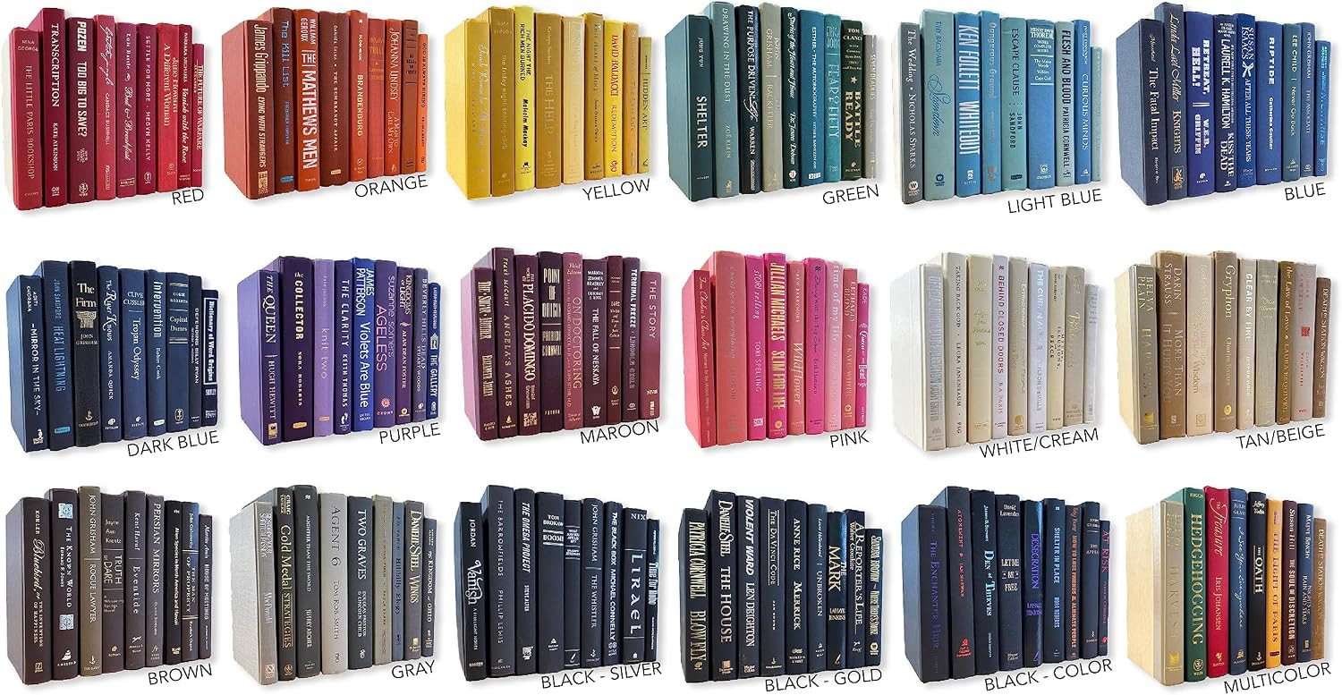 Decorative Accent for Home Decor – Real Books by Color® Interior Styling Piece for Bookshelf, Coffee Table, Design Display (Set of 3, Black Gold) | Amazon (US)