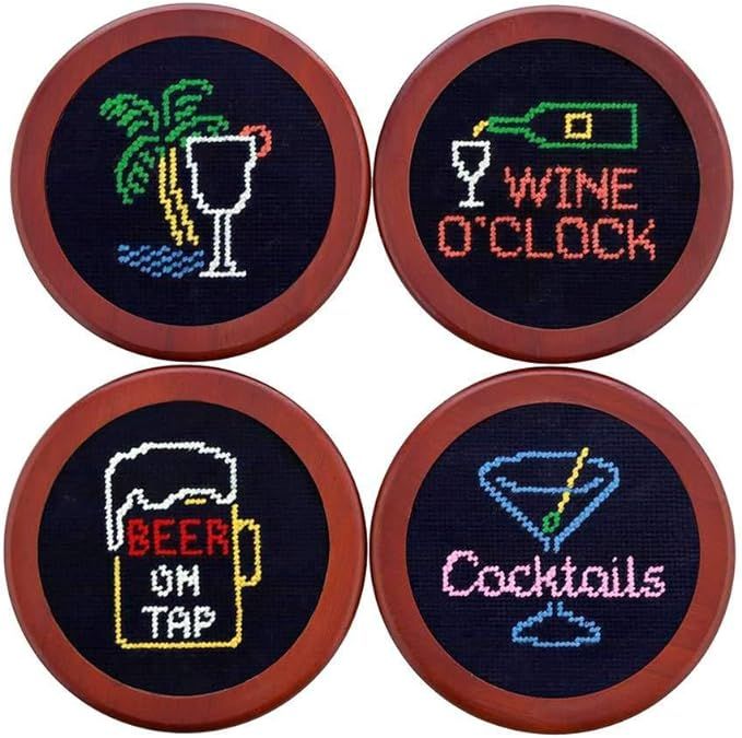 Last Call Needlepoint Coasters in Midnight by Smathers & Branson | Amazon (US)