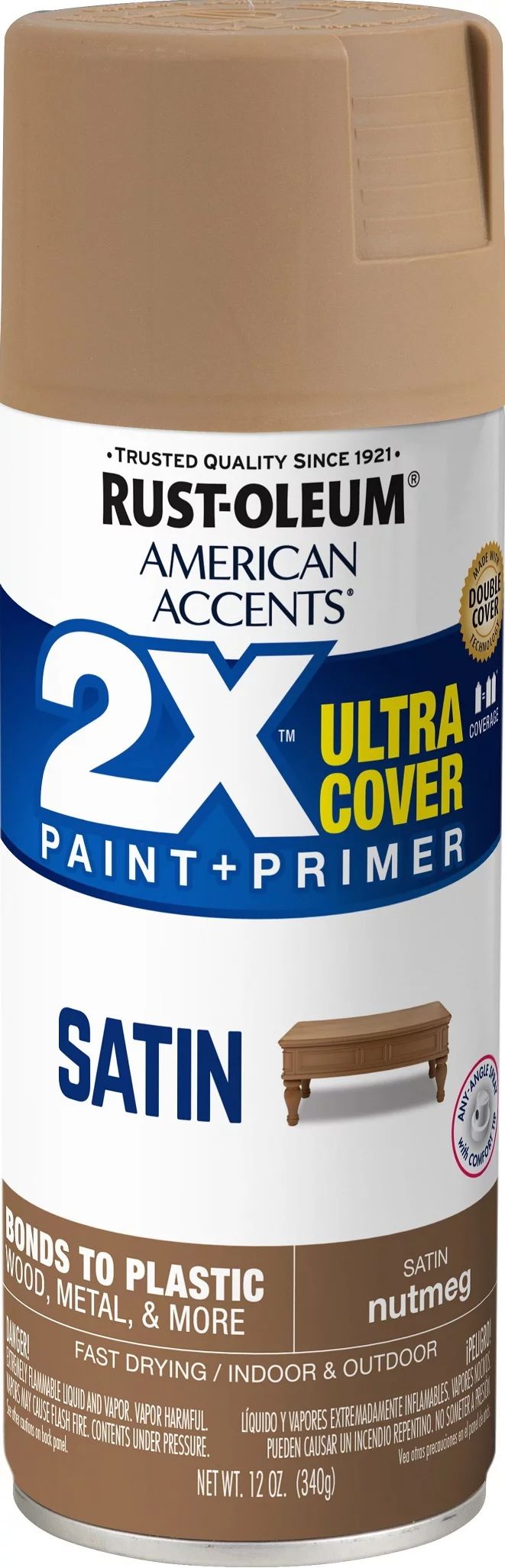 Nutmeg, Rust-Oleum American Accents 2X Ultra Cover Satin Spray Paint, 12 oz | Walmart (US)