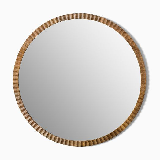 Frida Fluted Wood Round Wall Mirror | West Elm (US)
