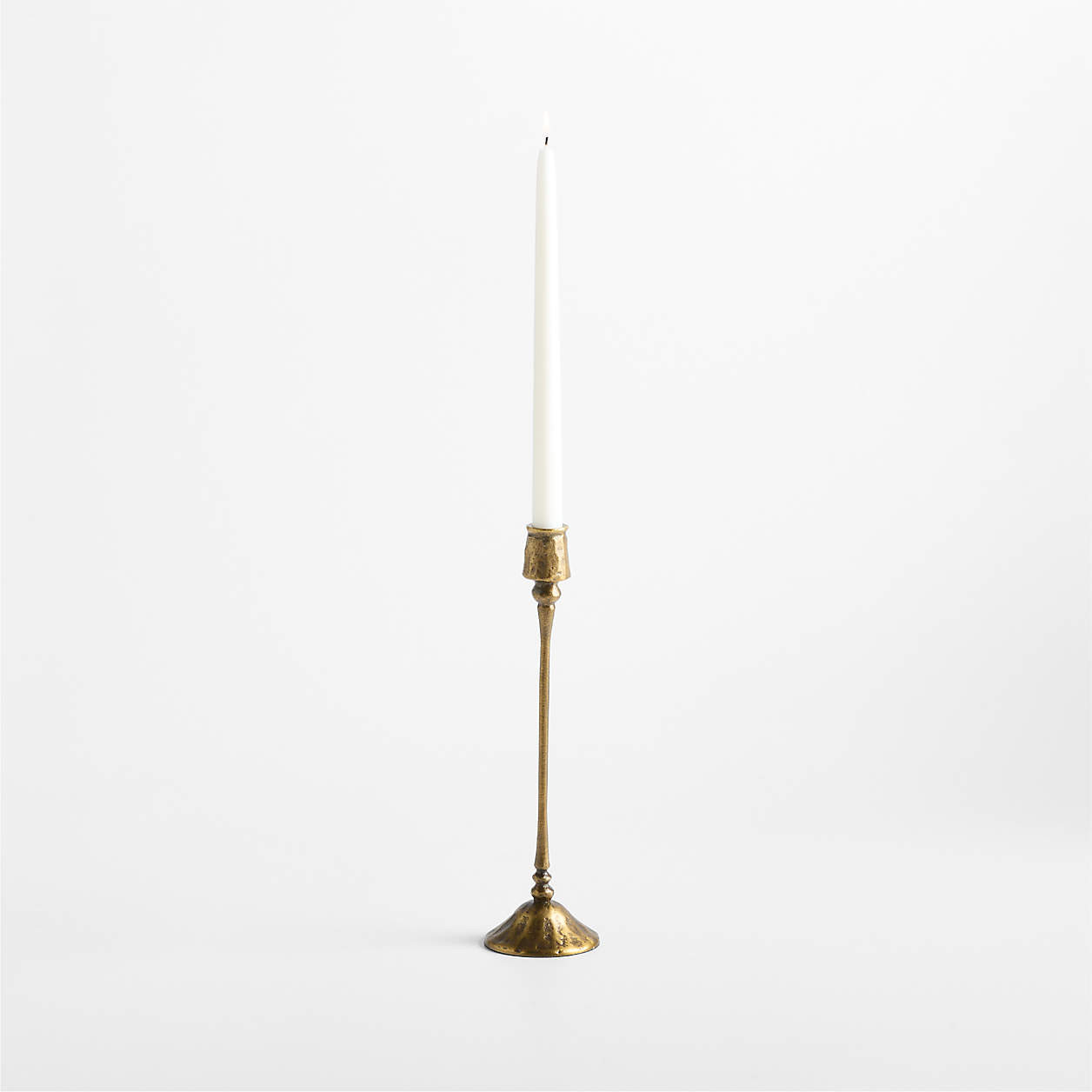 Luce Small Brass Taper Holder 12" + Reviews | Crate & Barrel | Crate & Barrel