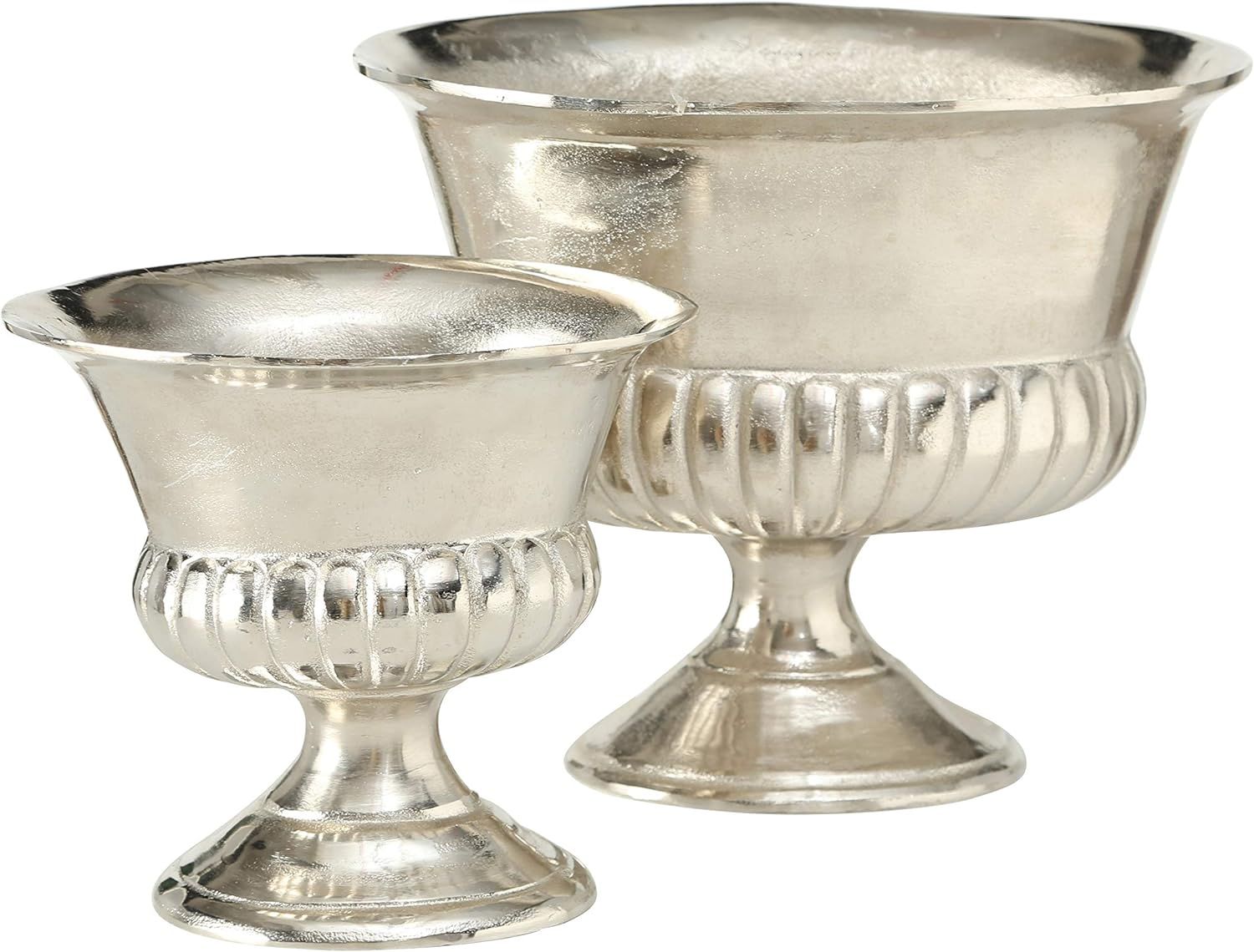 Grecian Champagne Bucket or Trophy-Cup Planters, Set of 2, Silver, Thick Metal, Handmade Aluminum... | Amazon (US)