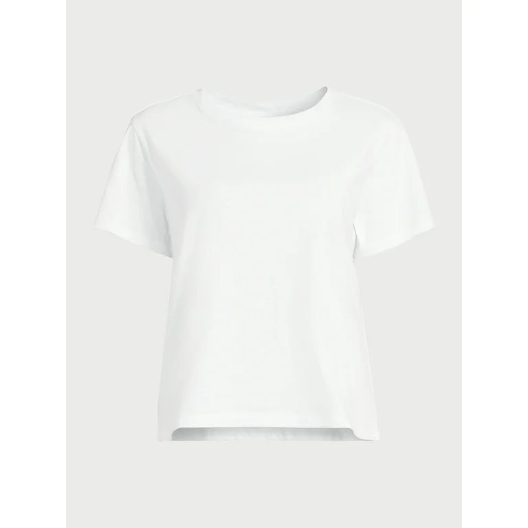 Free Assembly Women?s Cotton Cropped Boxy Tee with Short Sleeves, Sizes XS-XXL | Walmart (US)
