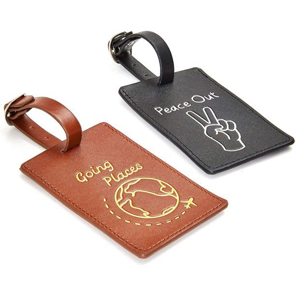 6-Pack PU Leather Travel Luggage Tags, Peace Out & Going Places Unique Designed Holders for Suitc... | Walmart (US)