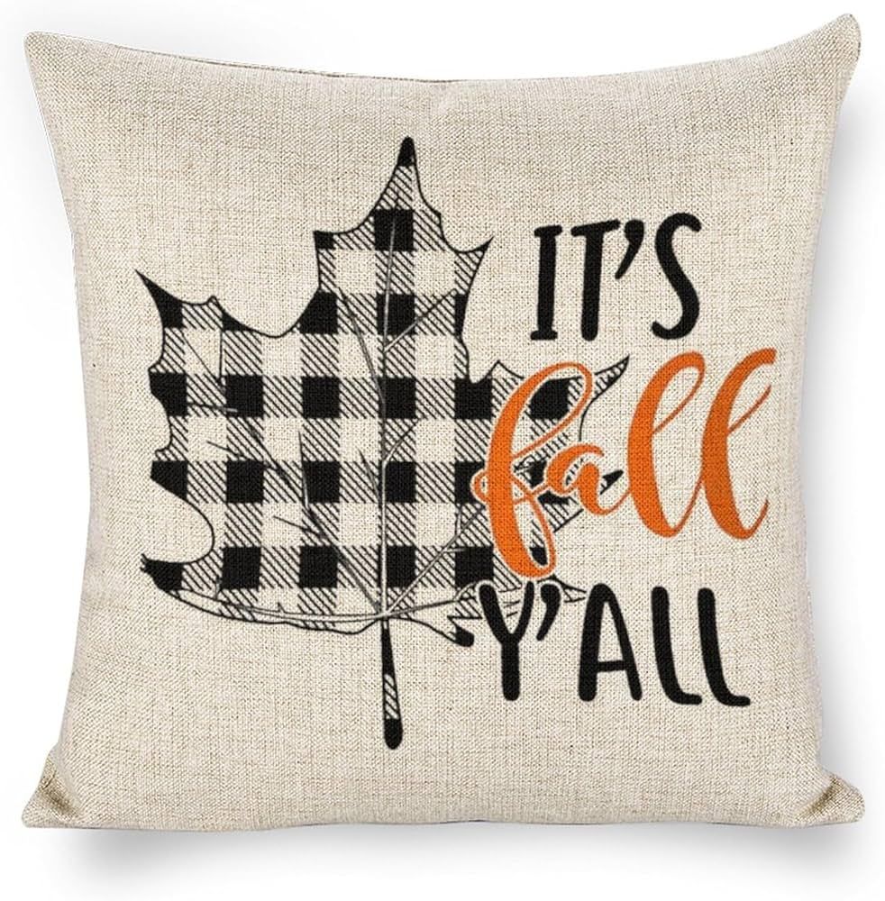 fzu It's Fall Y'all Throw Pillow Cases Set for Couch Sofa Bedroom Car Living Room,18X18 Inch/45X4... | Amazon (US)