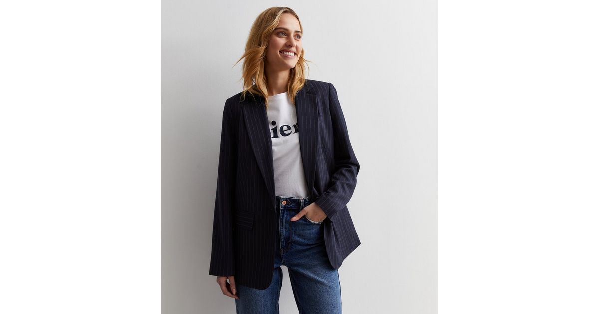 Navy Pinstripe Blazer | New Look | New Look (UK)