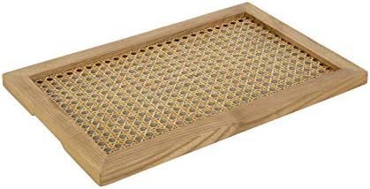 Youth Korea Large Rectangular Ash Wood Rattan Tray (Wood Color) Decorative Hand-Woven Serving Tra... | Amazon (US)