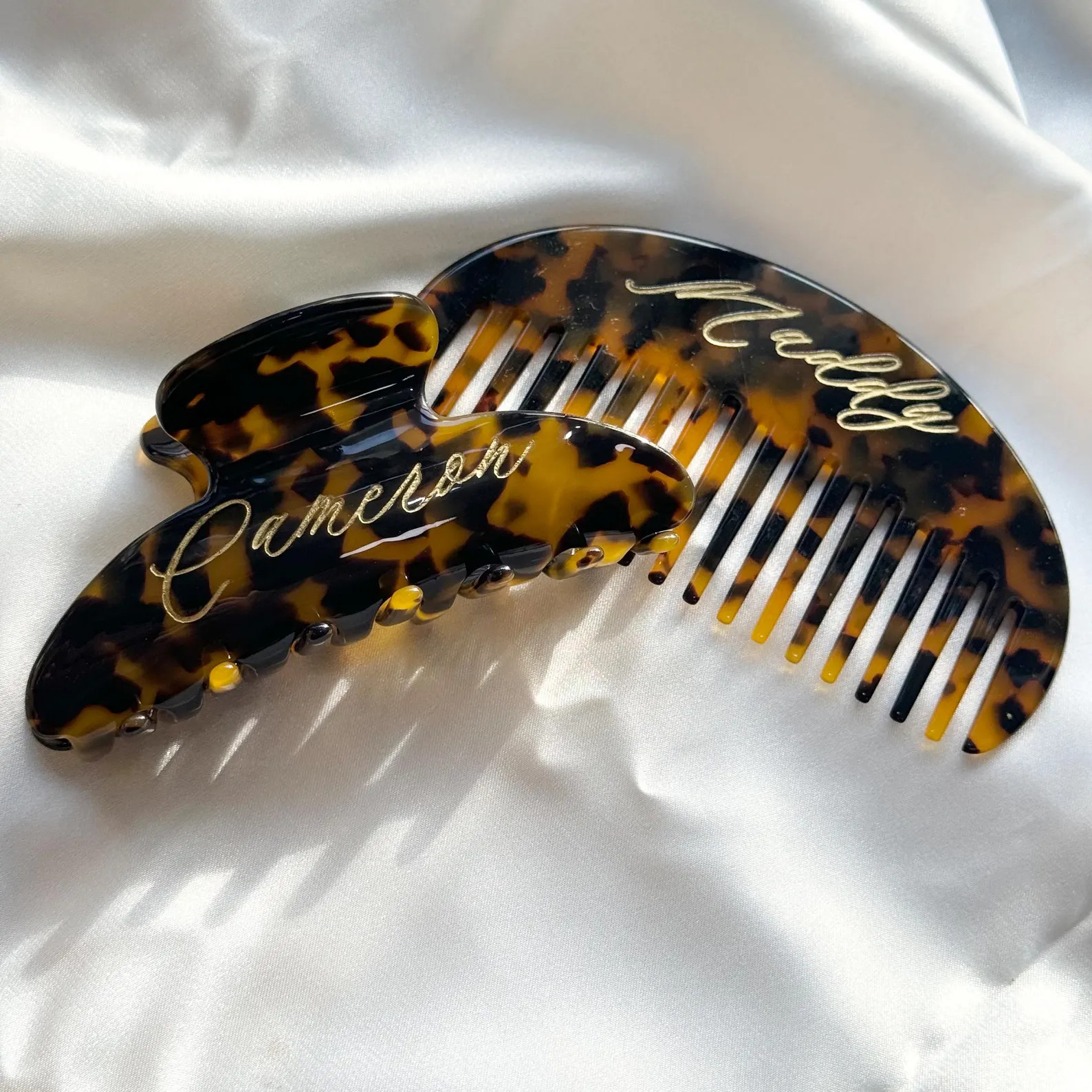 Personalized Fan-Shaped Comb & Claw Clip, Custom Engraved Comb, Engraved Name Hair Accessories, B... | Etsy (US)