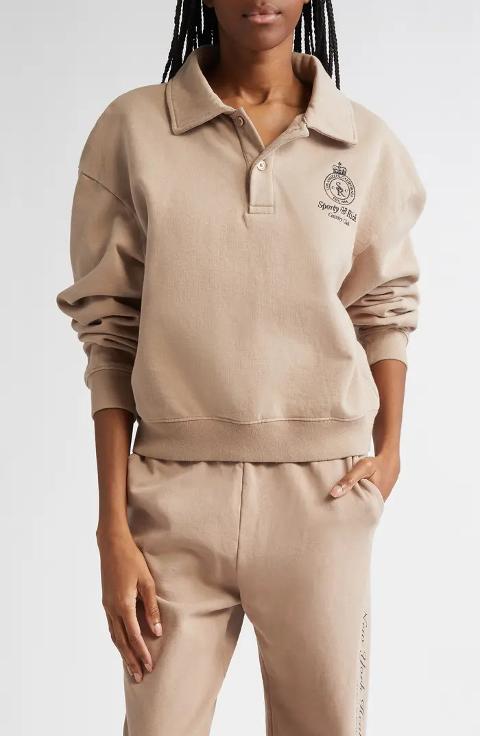 Sporty & Rich Crown Embroidered Polo Pullover | Nordstrom | Nordstrom