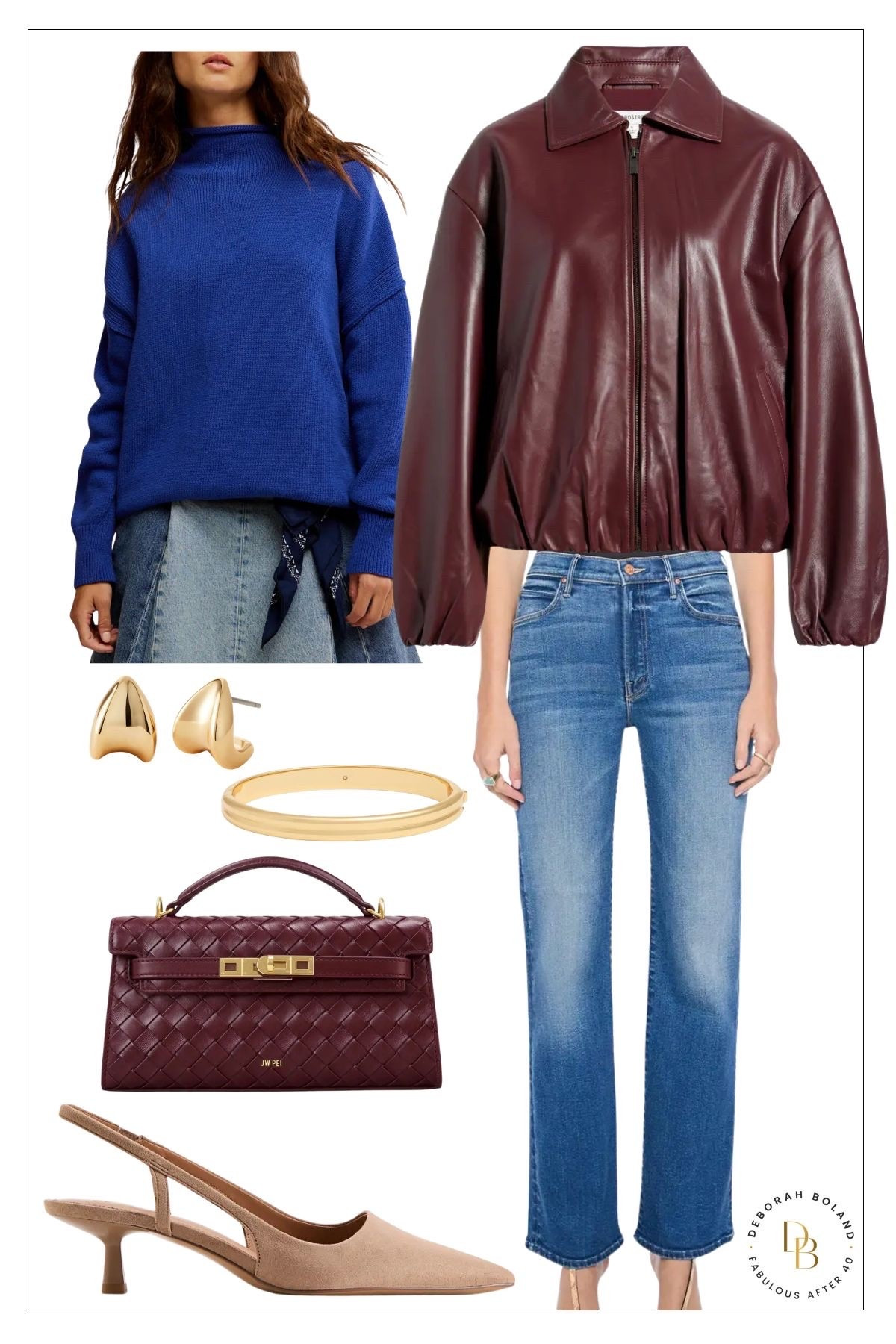 This look is feminine with the perfect touch of edge. I love the mix of cobalt blue and rich burgundy. The slingbacks add the perfect polished feel.

#LTKOver40 #LTKSaleAlert #LTKSeasonal