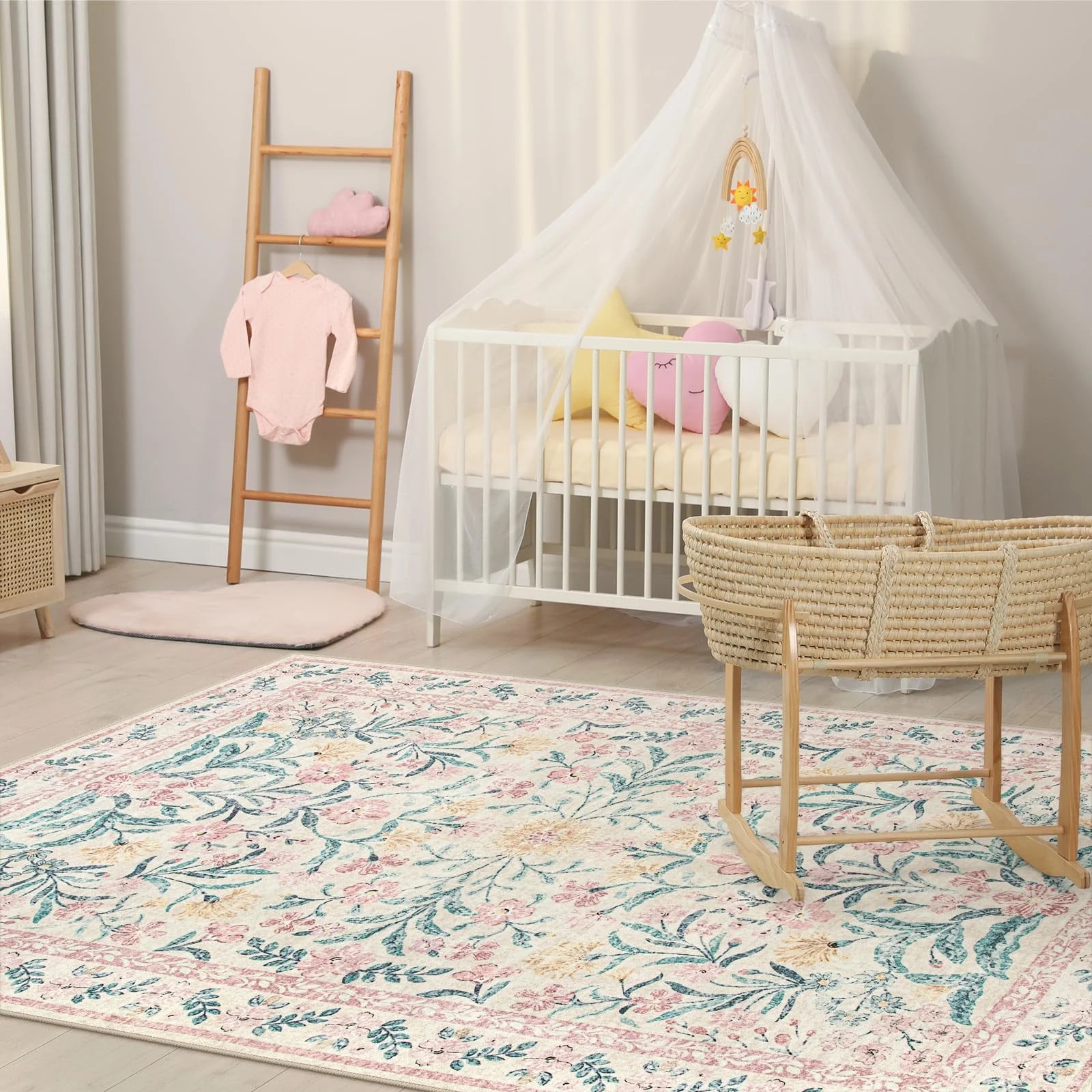 Lahome 5'x7' Washable Area Rug for Living Room with Non Slip Backing,Traditional Boho Rug,Low Pil... | Walmart (US)