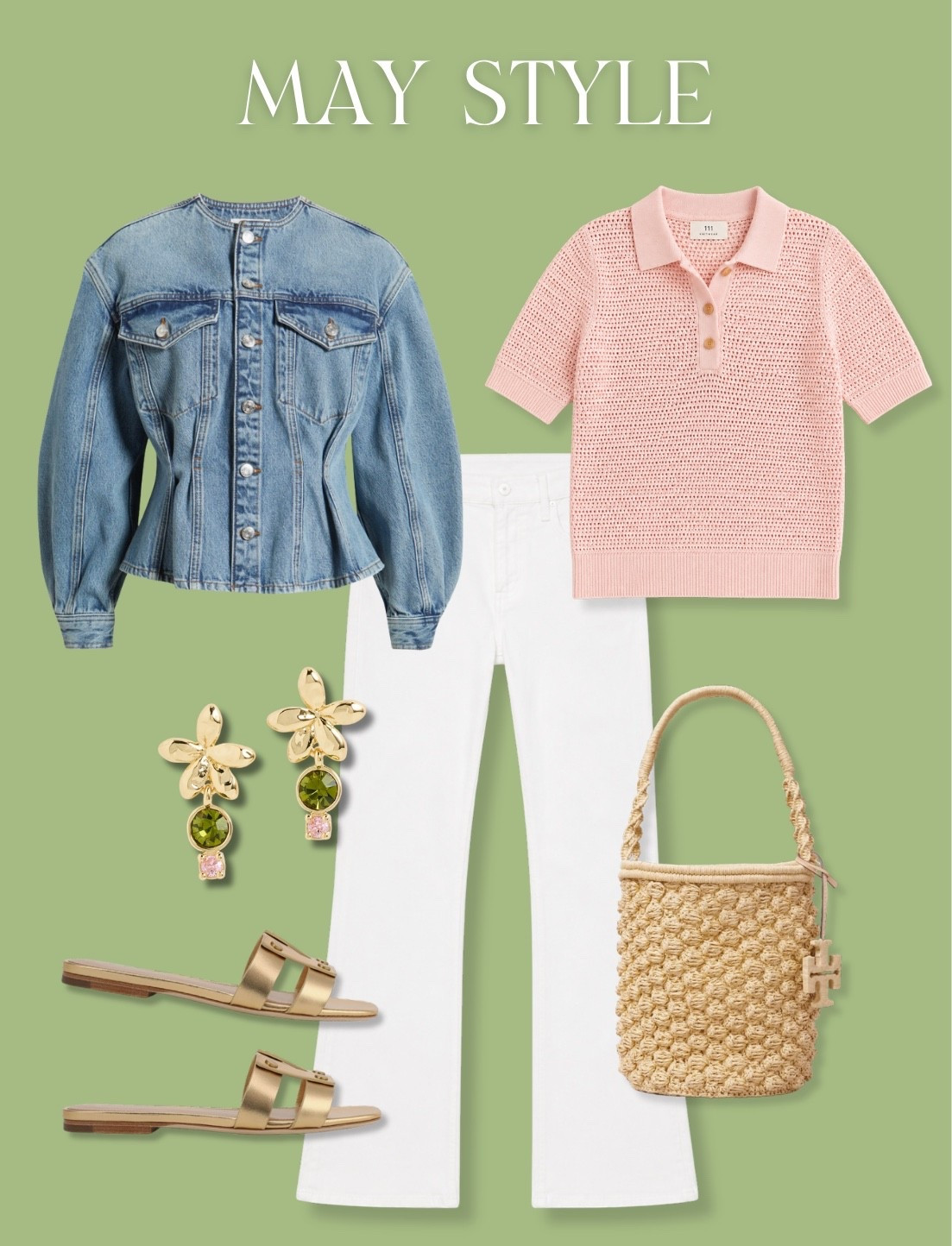Outfit of the week! This denim jacket has been one of my favorite purchases of the year! It’s so flattering and I love the cinch waist! I have my eye on this pink polo and I love the open knit! Looks amazing with white denim 🤍✨

#LTKOver40 #LTKSeasonal #LTKootd