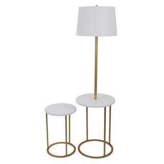 Decor Therapy 58 in. Stratton Gold and White Lamp with Nesting Table | The Home Depot