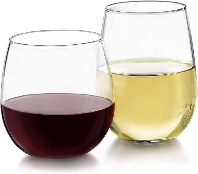 Libbey Stemless 12-Piece Wine Glass Party Set for Red and White Wines | Amazon (US)