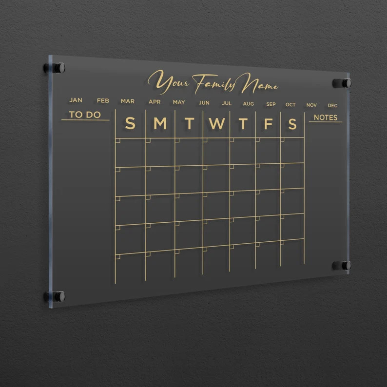 Acrylic Calendar GOLD Text | Personalized Dry Erase Calendar | Perpetual Monthly Planner | With S... | Etsy (US)