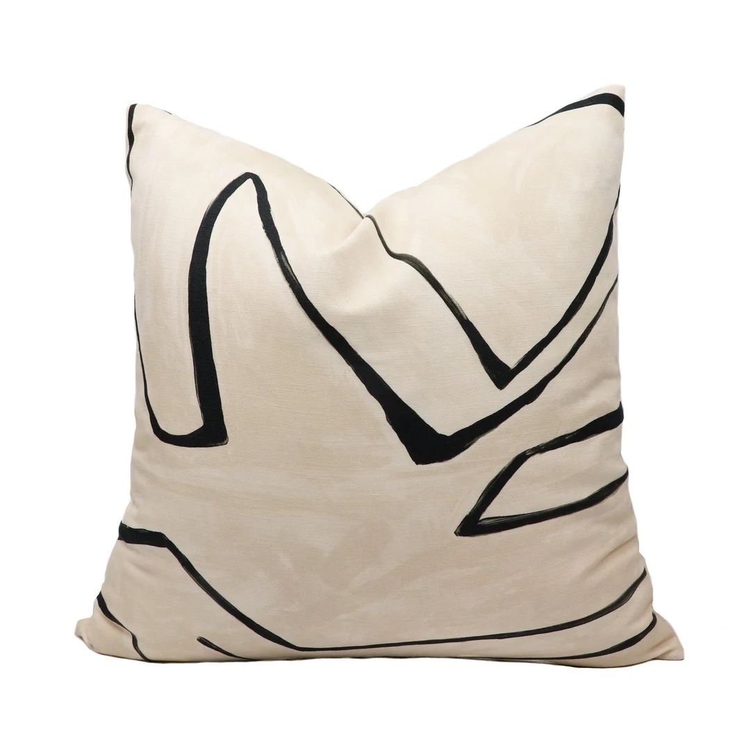 Kelly Wearstler Graffito Pillow Cover in Linen/onyx GWF-3530.18.0 // Designer Pillow // High End ... | Etsy (US)