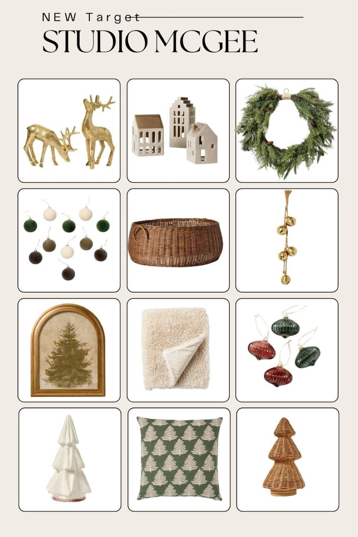 NEW AT TARGET 2024 CHRISTMAS COLLECTION with threshold x studio McGee 

These viral holiday decor pieces will sell out! They’re launching October 7th! 

Neutral Christmas decor, viral Christmas, studio McGee, Christmas 2024, target circle week, new at target, holiday tablescape, Christmas tablescape, decor, affordable boujee on a budget, gold reindeer, cedar wreath, ceramic tree, Christmas houses, tree, arch frame, bells, velvet flocked ornaments, wicker tree

#LTKSeasonal #LTKFindsUnder50 #LTKHome