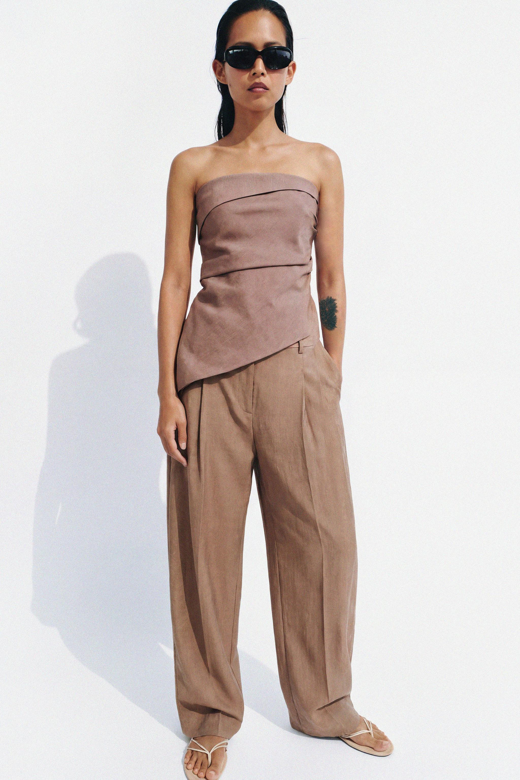 ASYMMETRIC LINEN BLEND TOP ZW COLLECTION | Zara US
