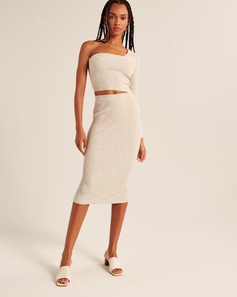 Elevated Ribbed Sweater Midi Skirt | Abercrombie & Fitch (US)