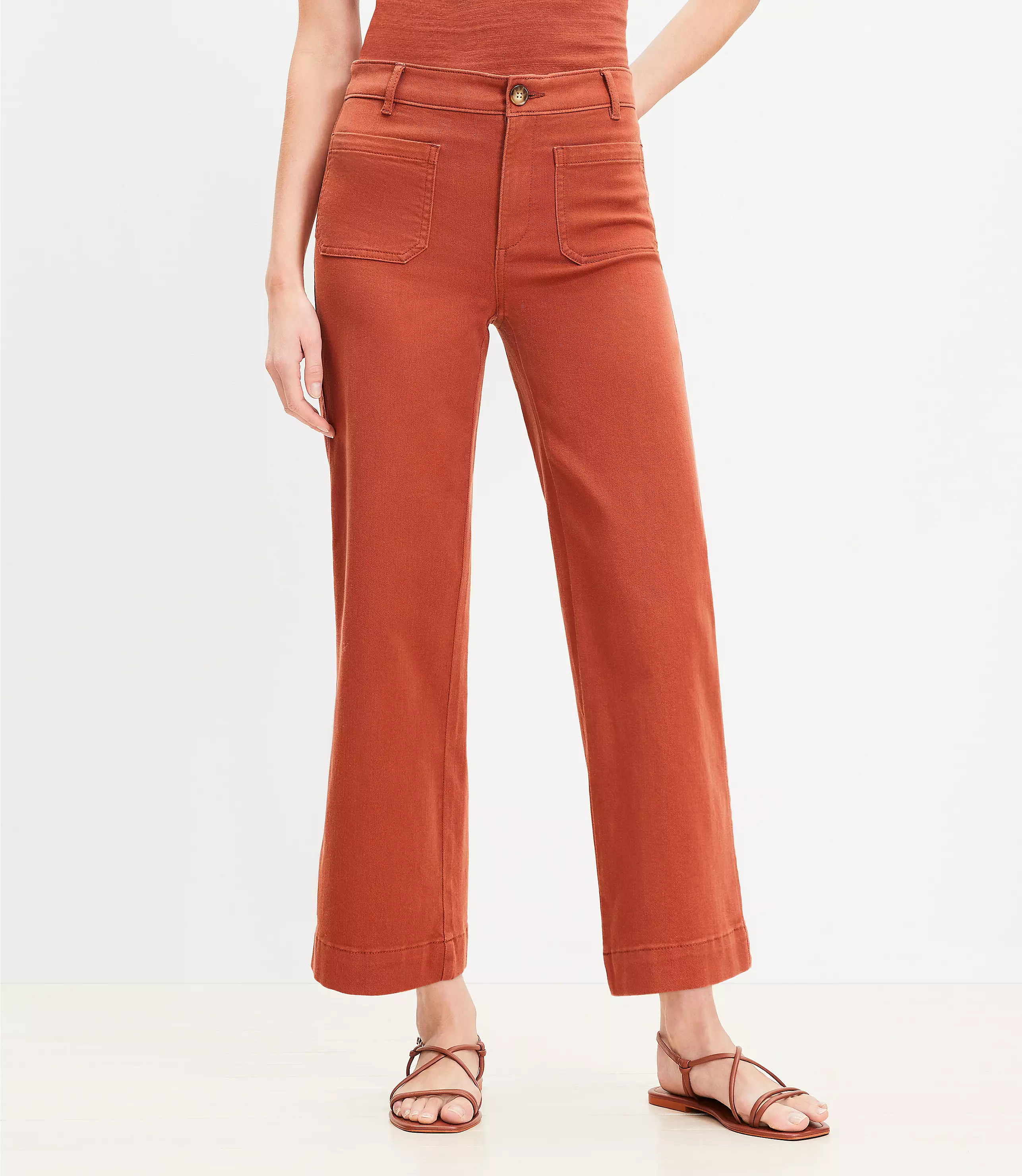 Palmer Wide Leg Crop Pants in Twill | LOFT