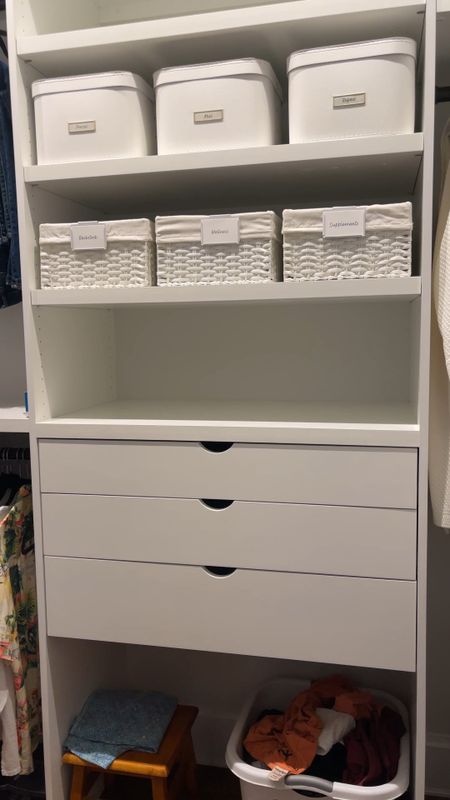 Closet organization with a few favorites. The container store, home organization, wayfair