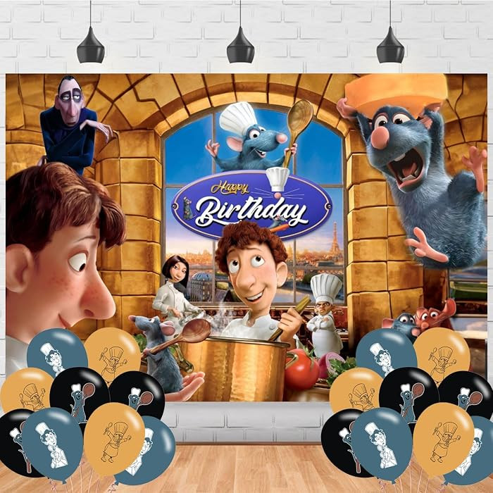 Ratat_ouille Birthday Backdrop,Ratatouille Poster for Cooking Theme Party Decorations Birthday Su... | Amazon (US)