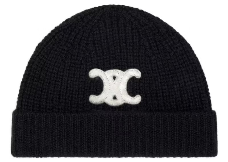Celine Cashmere Embroidered Triomphe Beanie Black | StockX
