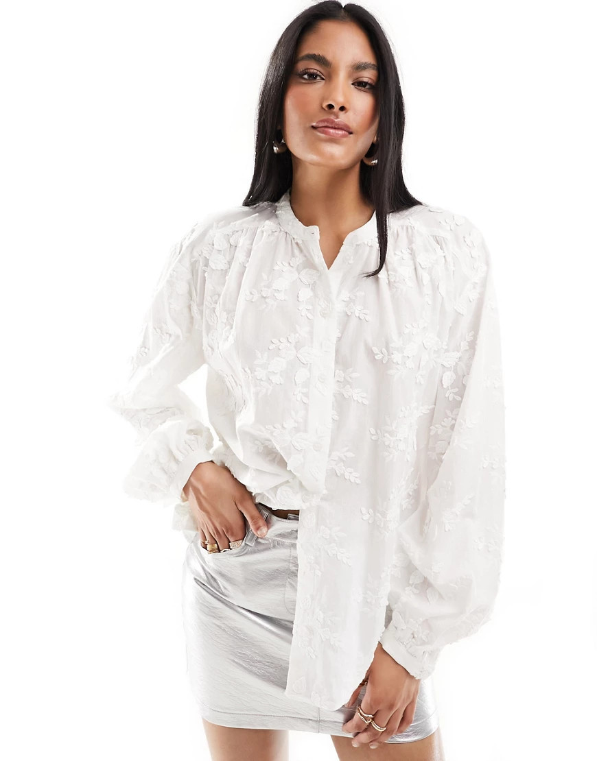Blusa blanca con bordado floral de & Other Stories-Blanco | ASOS (Global)