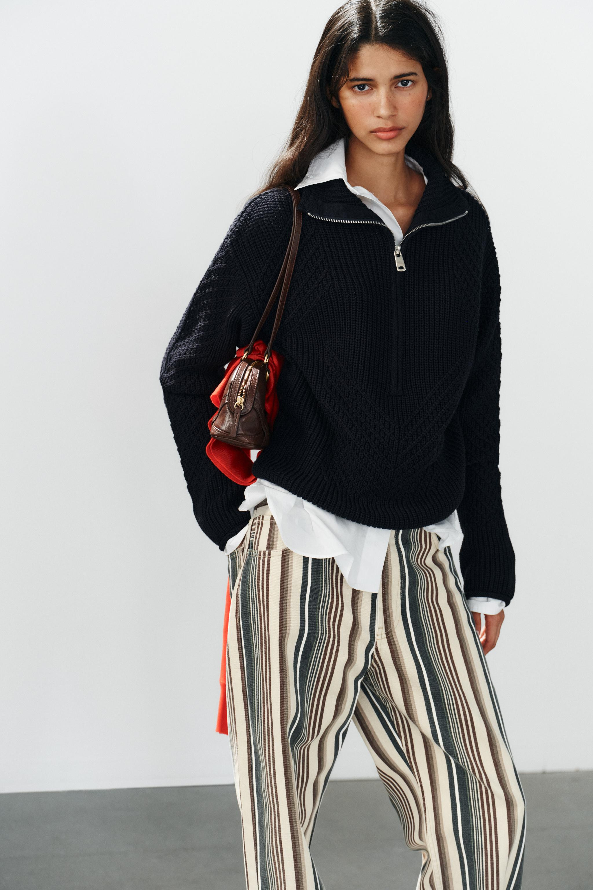 TRF MID-RISE STRIPED BOYFRIEND JEANS | Zara US