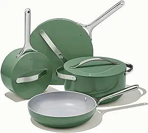 Caraway Nonstick Ceramic Cookware Set (12 Piece) Pots, Pans, Lids and Kitchen Storage - Non Toxic... | Amazon (US)
