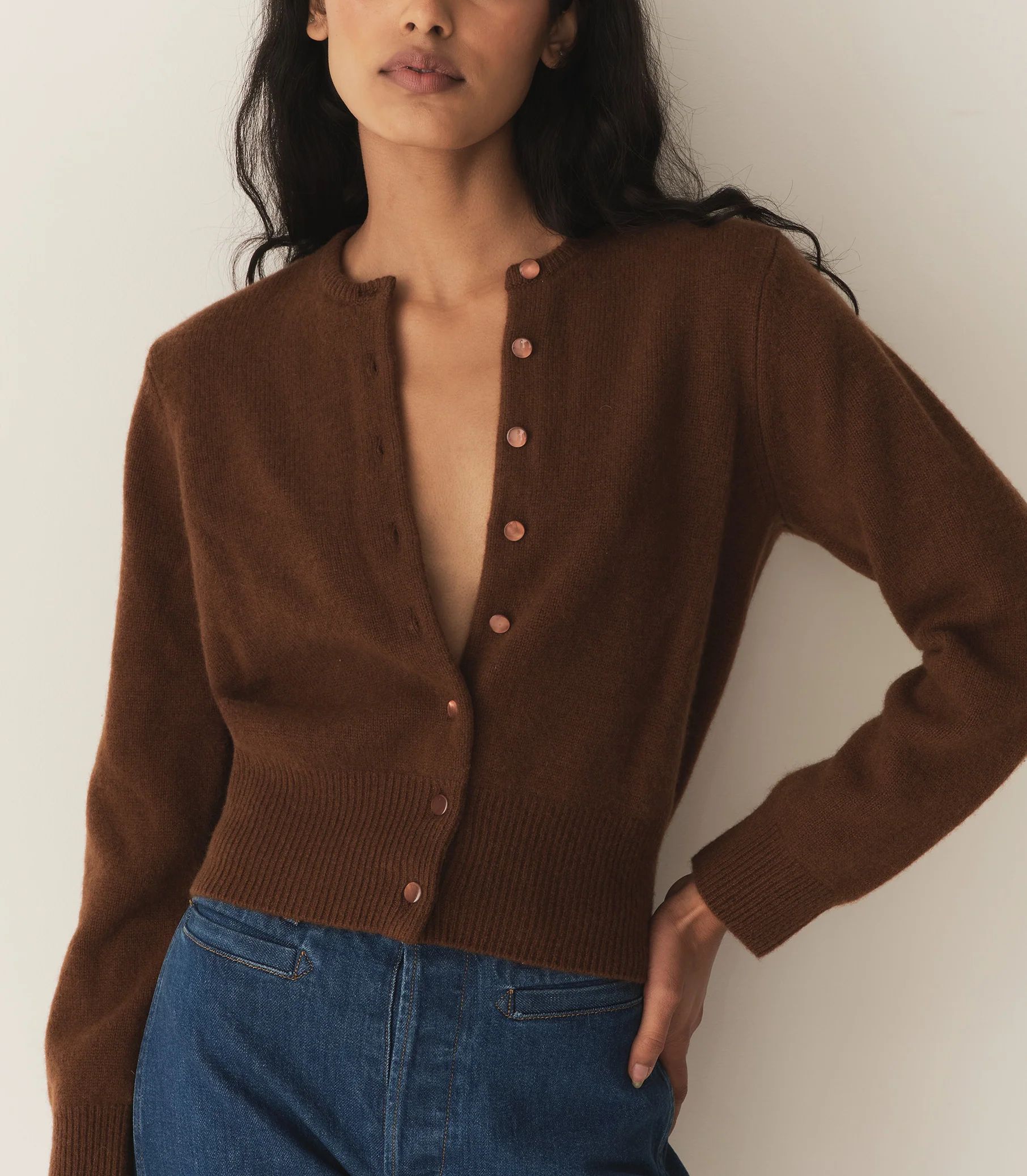 Fairchild Cashmere Cardigan - Cordovan | DÔEN | DOEN