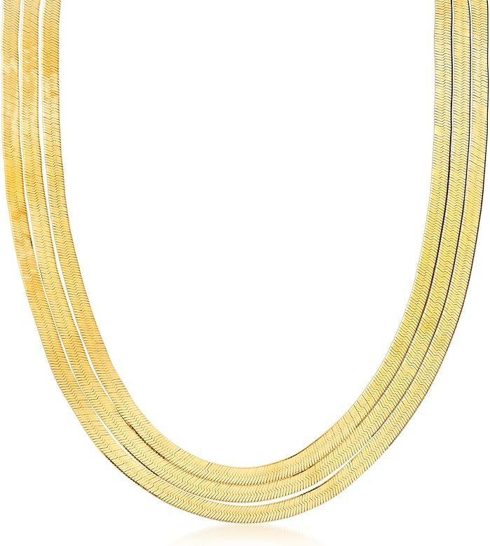 Ross-Simons Italian 18kt Gold Over Sterling Layered Herringbone Necklace. 18 inches | Amazon (US)