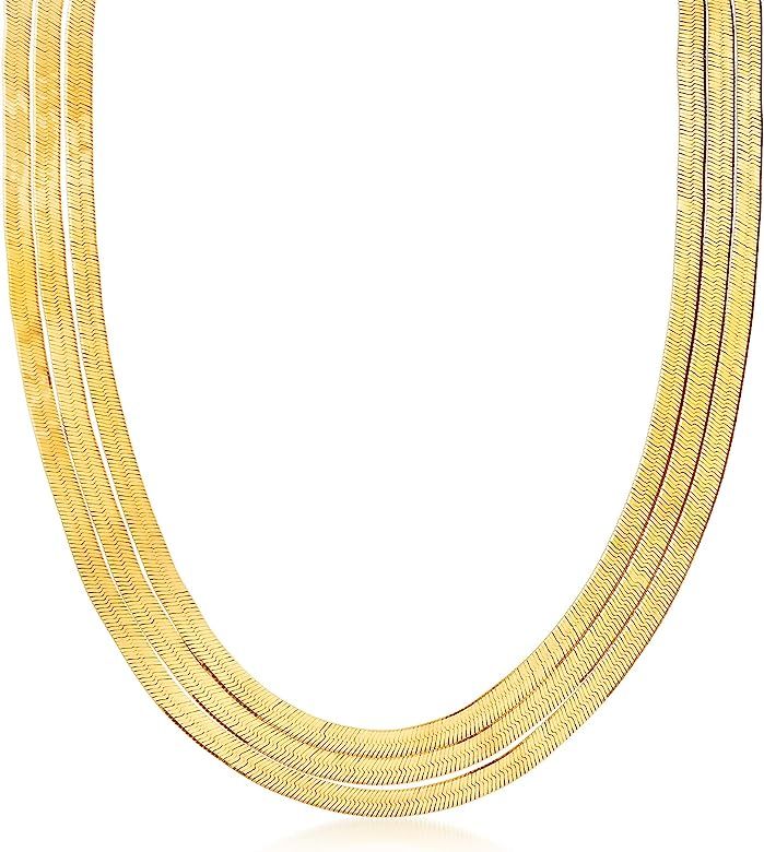 Ross-Simons Italian 18kt Gold Over Sterling Layered Herringbone Necklace. 18 inches | Amazon (US)