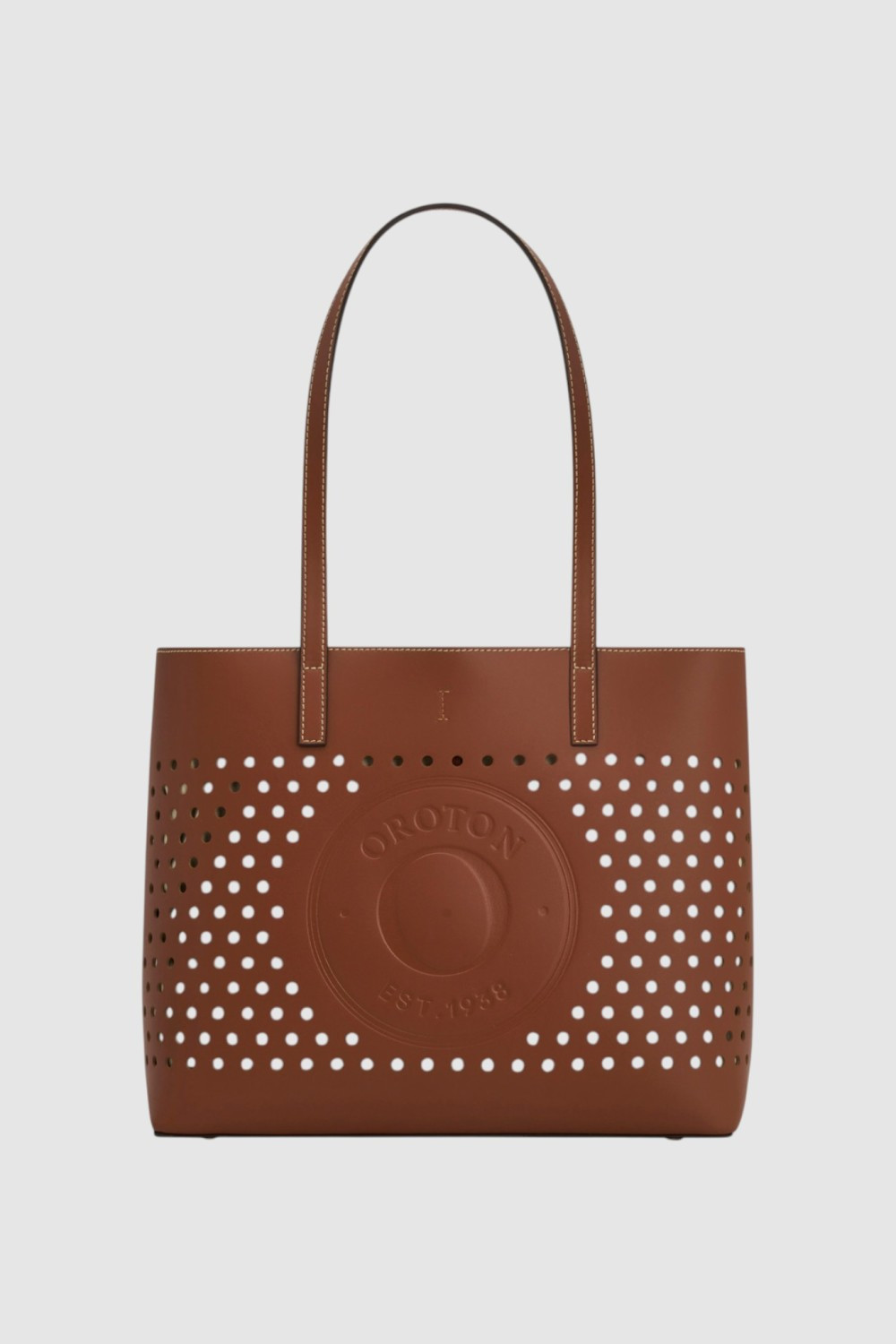 Polly Perforated Medium Tote Cognac | Oroton