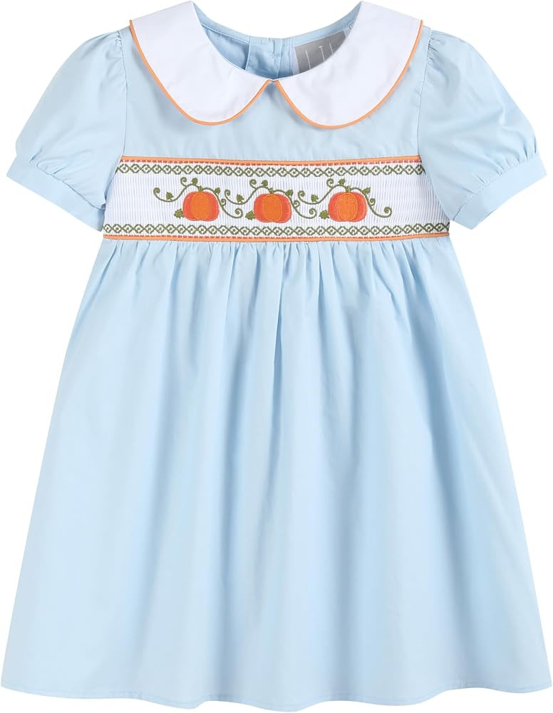 Lil cactus Baby and Girls Pumpkin Vine Smocked Dress | Amazon (US)