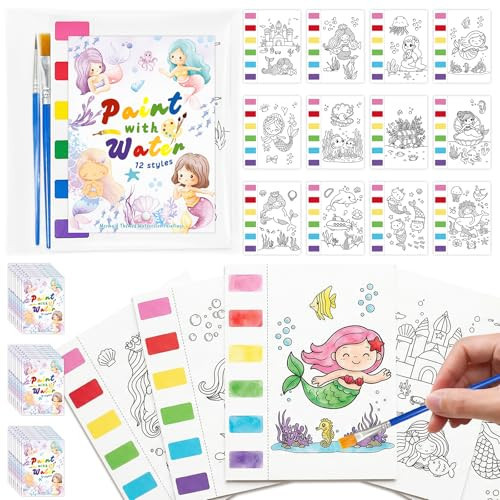 Zoyeven 192 Pcs Mess Free Painting Mermaid Watercolor Coloring Books Ocean Party Favors Art and Crafts Well-Packaged Under The Sea Classroom Reward Prizes School Activity | Amazon (US)