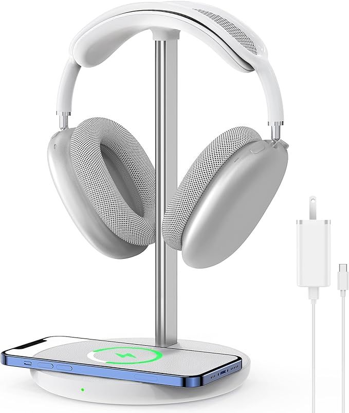 Headphone Stand with Wireless Charger, Gaming Headset Holder Hanger Rack 2 IN 1 Wireless Charging... | Amazon (US)