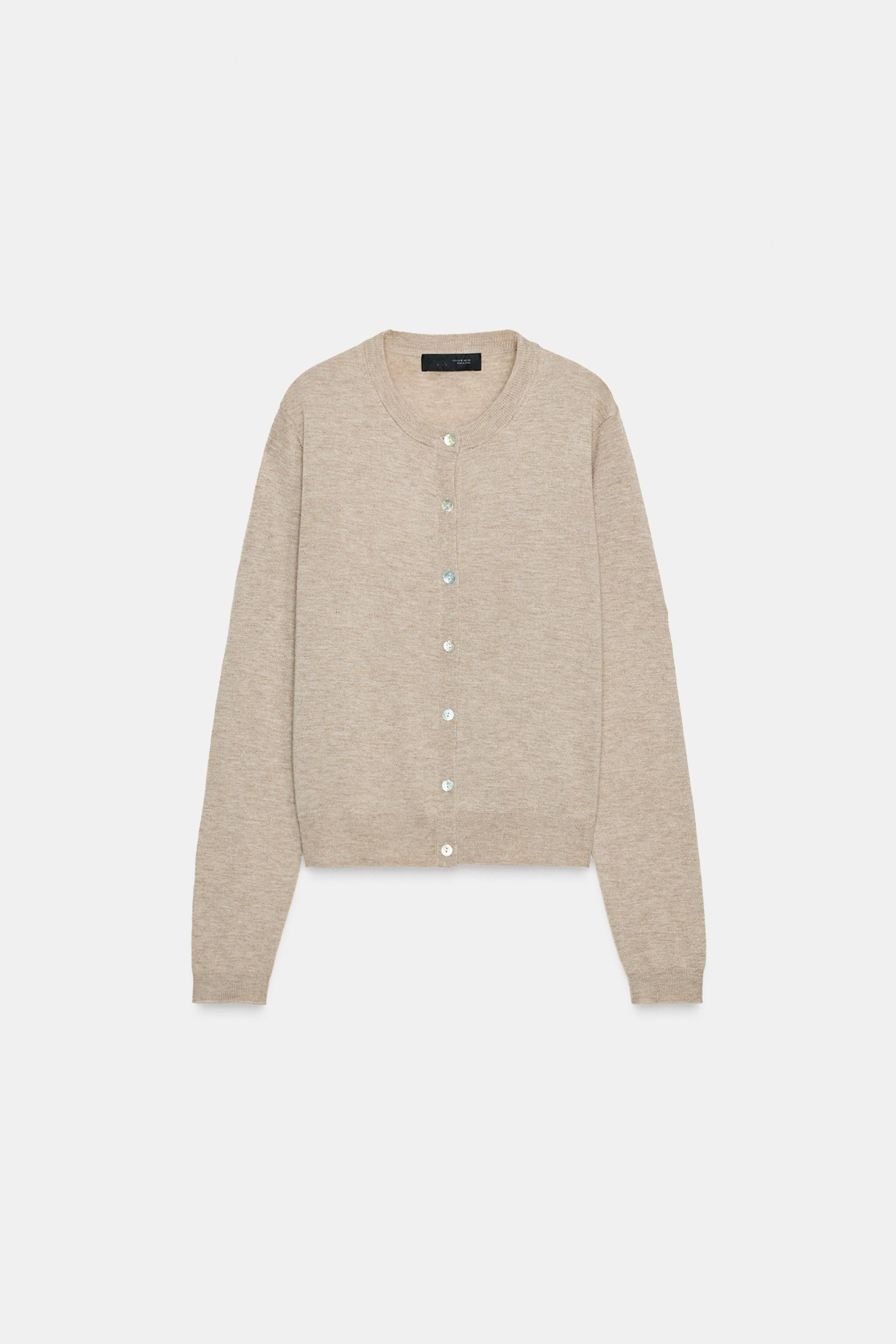 WOOL BLEND CARDIGAN WITH LONG SLEEVES | Zara US