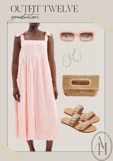 Pretty pink tie shoulder dress perfect for a spring or summer graduation. I'm loving this clutch and pink sunglasses. 

#LTKSeasonal #LTKFind #LTKstyletip