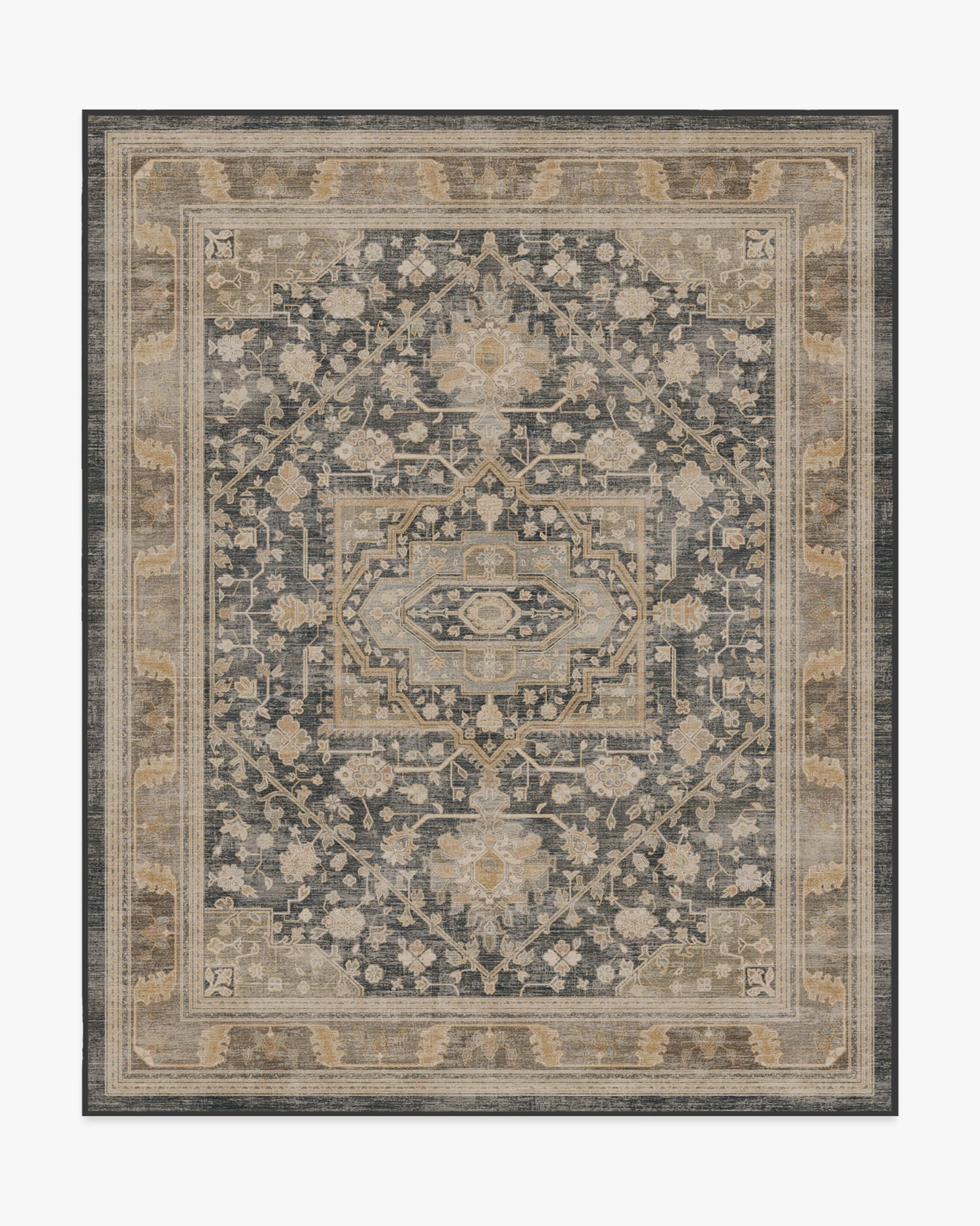 Zahra Ink & Vintage Citron Rug | Ruggable US | Ruggable