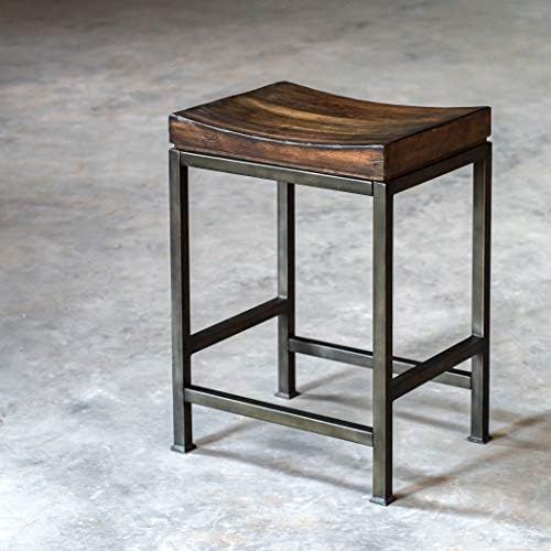 Uttermost 25441 Beck Industrial Backless Solid Hardwood and Iron Counter Stool | Amazon (US)